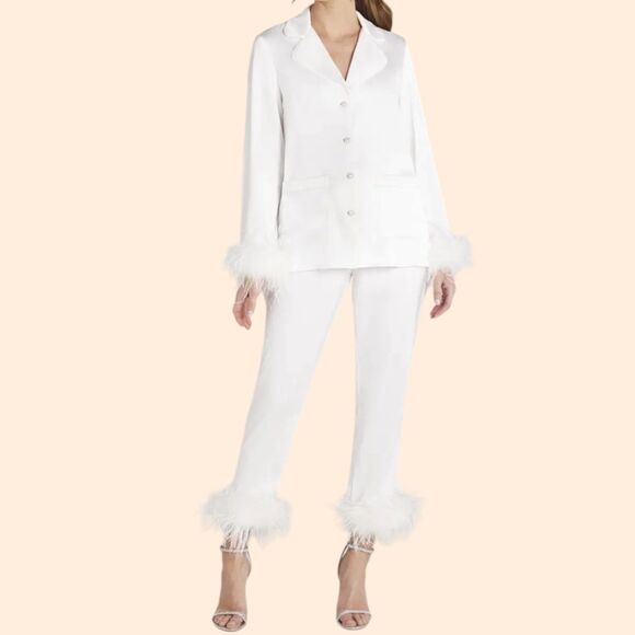 NADINE MERABI Other - Nadine Merabi Darcie Ostrich Feather Pajamas